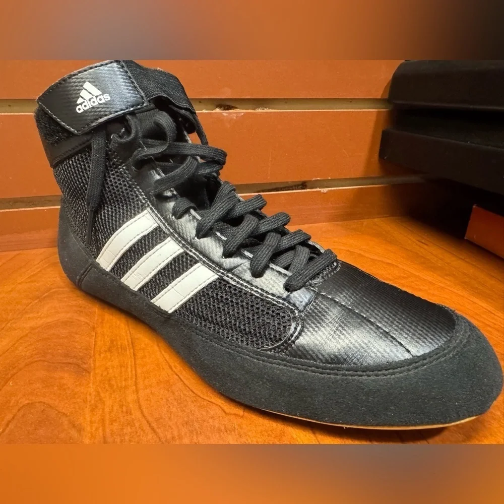 Adidas Black and White High-Top Athletic Shoes